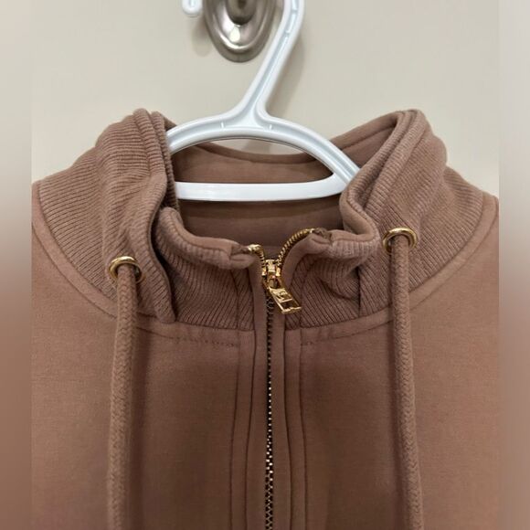 Zyia Active Tan Brown Quarter Zip Sweatshirt Jacket - Picture 9 of 14